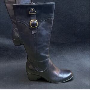 Clarks 6M Smooth Black Leather upper with nubuck leather collar brass buckle